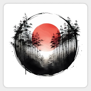 Bamboo Forest Sumie Enso Circle Magnet